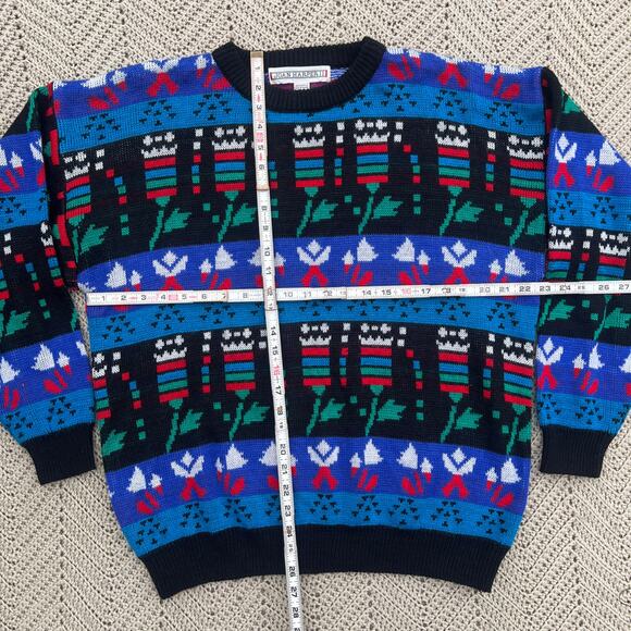 Vintage 90s Floral Tulips Funky Sweater Joan Harper - Plus Size 38 / 18 W - Picture 4 of 5